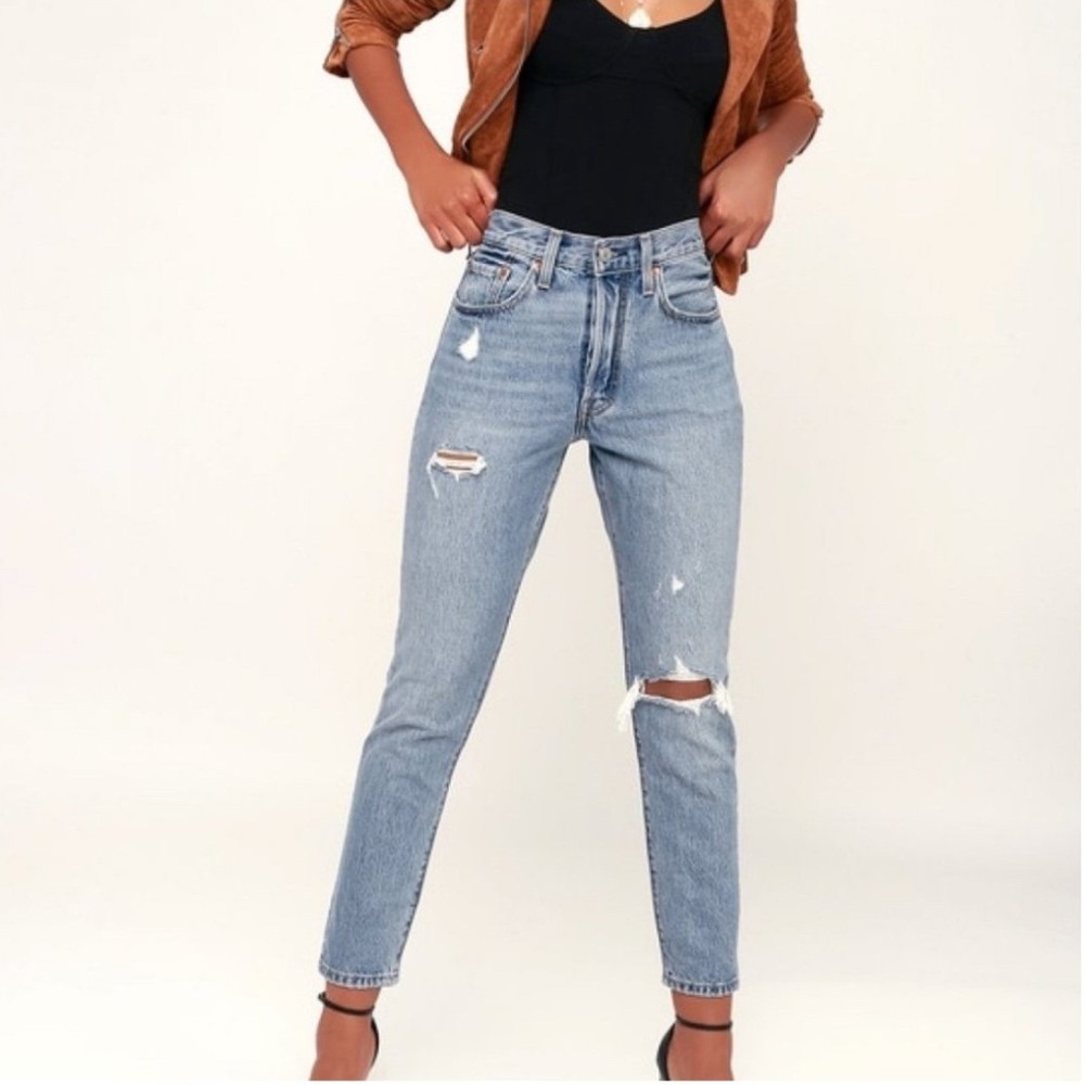 Levi's Womens 501 Skinny Destructed Medium Wash Can't Touch This Sz 27